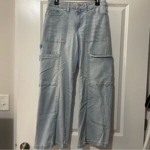 CELEBRITY PINK LIGHT BLUE DENIM WIDE LEG CARGO JEANS